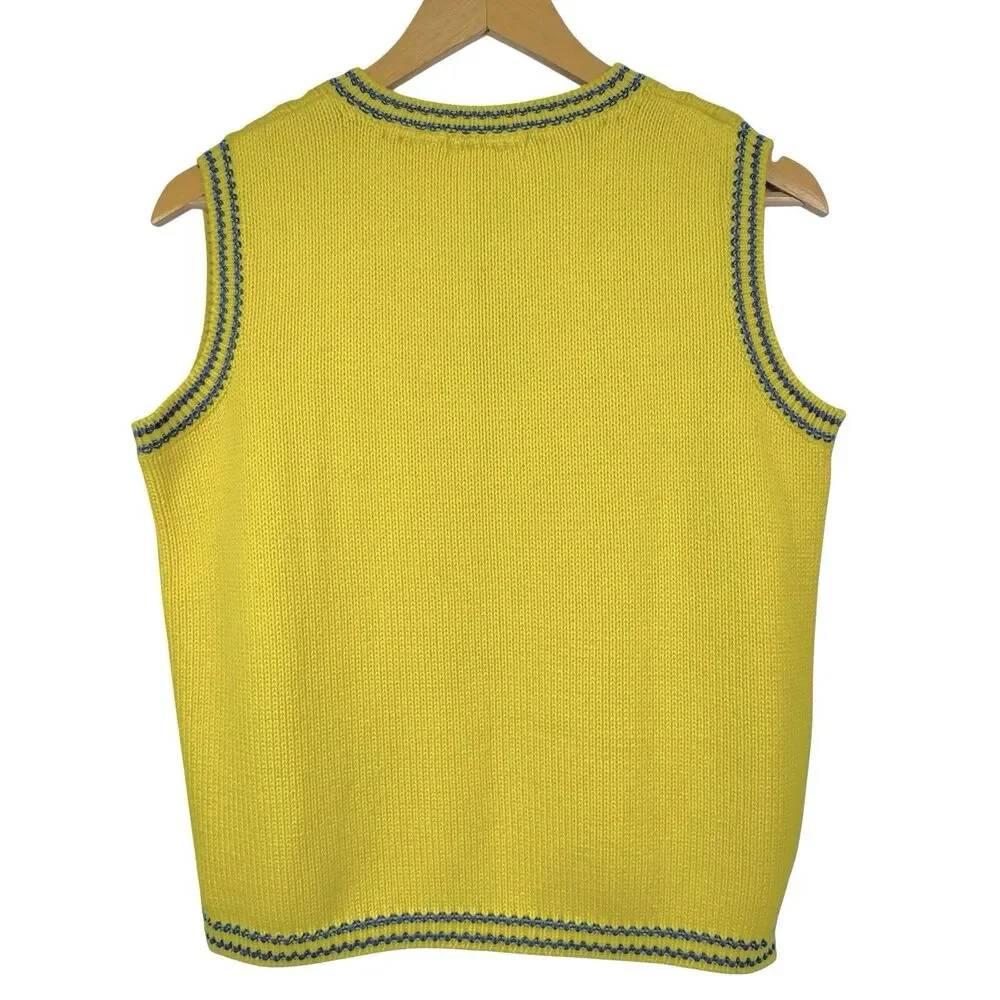 Vintage Eagles Eye Golf Sweater Vest S Yellow‎ Varsity Preppy Academia Old Money